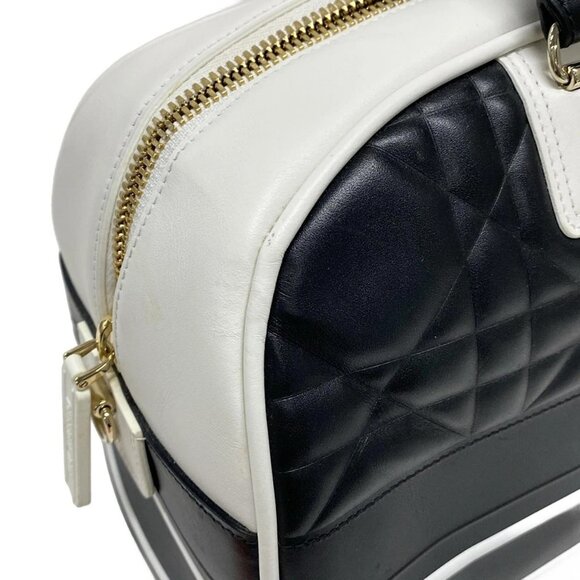 Auth DIOR/ChristianDior VIBE medium bowling bag with canage stitching - Black - Picture 13 of 15